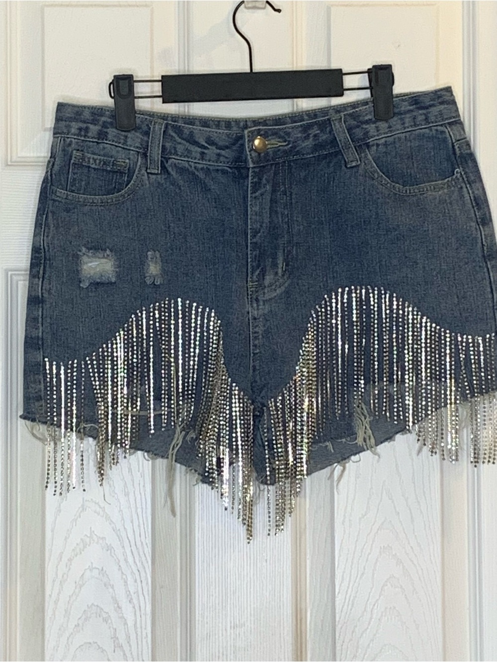 Windsor On The Fringe Denim Shorts Size Large - Picture 9 of 10